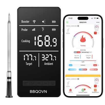 Termómetro para carne BBQOVN Smart WiFi inalámbrico con 7 sensores