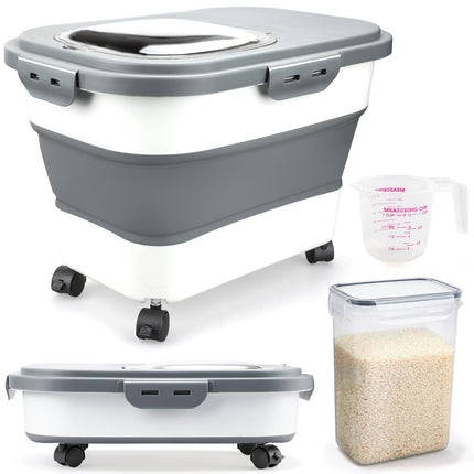 Contenedores de almacenamiento de arroz Komzon plegables de 9 a 14 kg con rueda