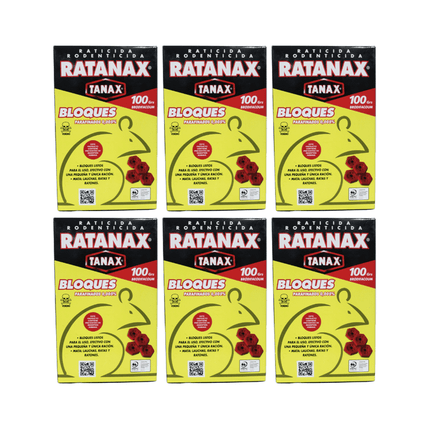 Pack 6 Ratanax Bloques 100gr , Contol eficaz contra ratones