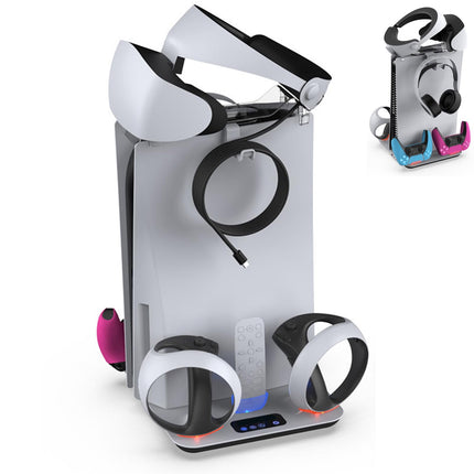 Soporte de carga para PS5 y PSVR2 con ventiladores de refrigeración, estación de carga dual para controladores