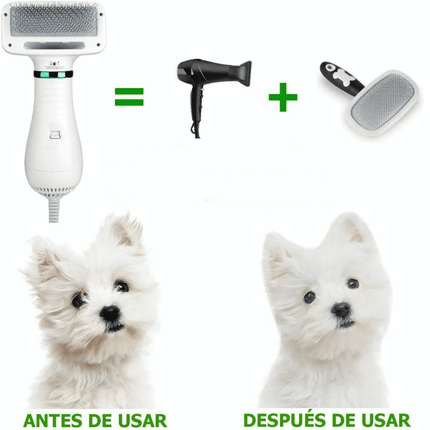 Cepillo y Secador de Pelo de mascotas 2 en 1