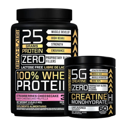 Pack Proteina 100% Whey 1kg Stramberries Cheesecake + Creatina 300gr -