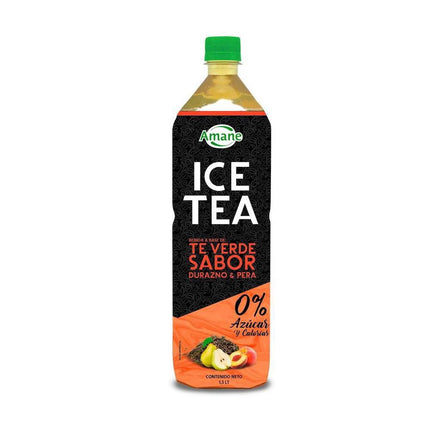 Té Helado Verde Helado Sabor Durazno y Pera Botella, 1,5 L