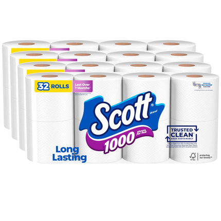 Papel higiénico Scott 1000 Trusted Clean 32 rollos de 1 capa