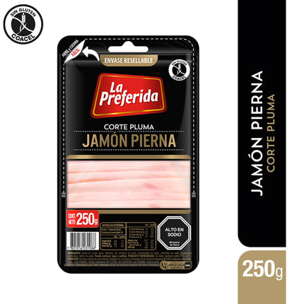 Jamón Pierna Tradicional Corte Pluma, 250 g