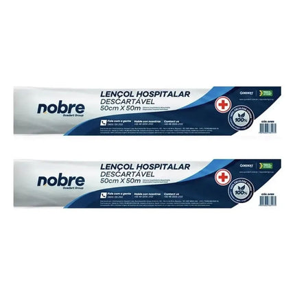 Pack 2 Rollos Sabanilla Médica Hospitalaria Desechable 50cmx50m Nobre
