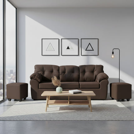 Living Polonia 3C+2 Pouf Tela Chocolate