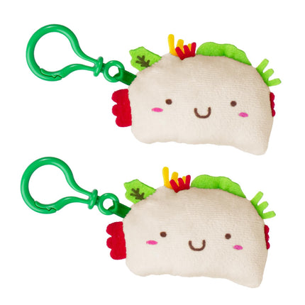Llavero de peluche para tacos, pizza con queso de cabra y gato con clip