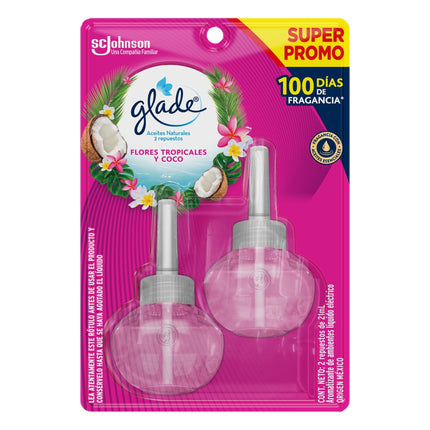 Desodorante Ambiental Aerosol  Aceites Naturales Tropical Floral Repuesto Doypack, 2 Un x 21 ml c/u