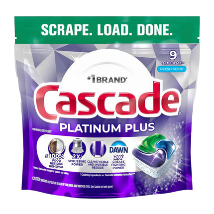 Cascade Detergente Lavavajilla Platinum Plus Fresh 9 unid | Apishop.cl