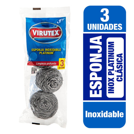 Esponja Inox Plateada, 3 Un