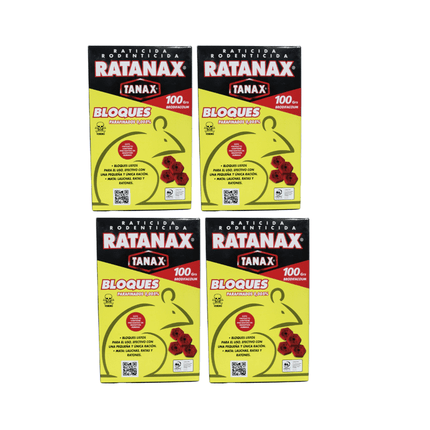 Pack 4 Ratanax Bloques 100gr , Contol eficaz contra ratones