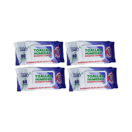 Pack 4 Toallitas Desinfectantes Teddy 320 Unidades