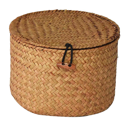 Cesta De Lavandería Seagrass Con Caja De Almacenamiento Con Tapa Para Aperitivos De Pan Cosméticos