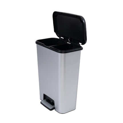 Basurero Reciclaje Compatta Duo 50L Steel plateado