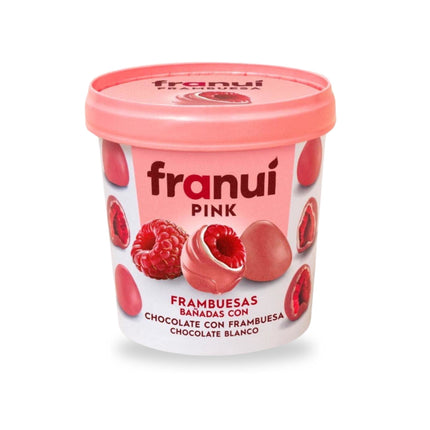 Frambuesas Bañadas Chocolate Con Frambuesa y chocolate Blanco Pote, 150 g - Franui | Apishop