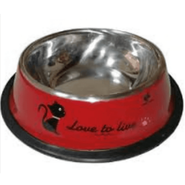 Plato Mascota Perro Gato Comedero Metal 16 Cm Rojo