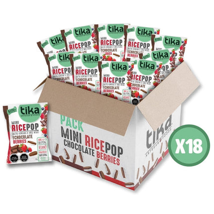 Mini Rice Pop Tika 22g Chocolate Berries Pack 18 Colaciones