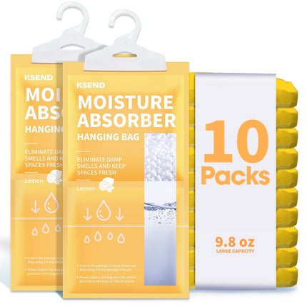 Absorbedor de humedad Ksend, paquete de 10 bolsas deshumidificadoras, 290 ml, color limón
