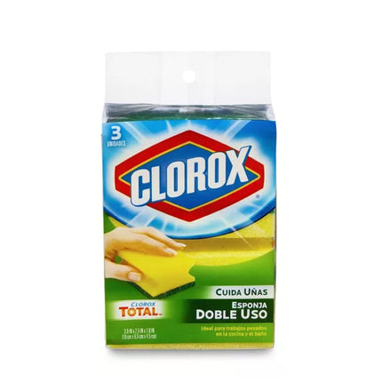 Clorox Esponja Doble Uso Acanalada Cuida Uñas 3 unid | Apishop.cl