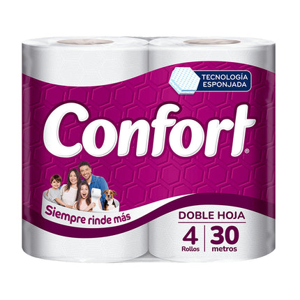 Confort Papel Higienico Doble Hoja 30 metros 4 rollos | Apishop.cl