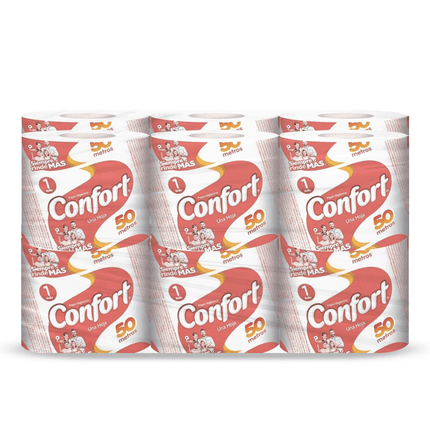 Confort Papel Higiénico Fajilla Una Hoja 50 metros 12 rollos | Apishop.cl