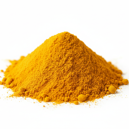 curcuma en polvo realista con fondo blanco
