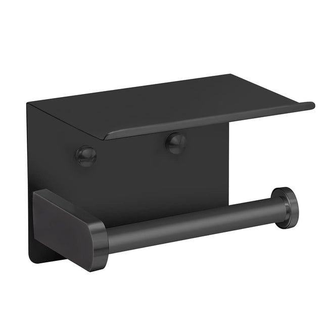Portarrollos de papel higiénico VAEHOLD de acero inoxidable negro con repisa