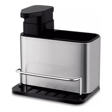 Dispensador De Jabón 3 En 1 Soporte Para Esponja Acero Plateado
