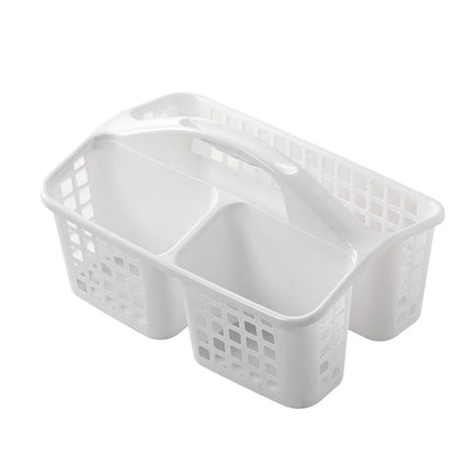Ducha Portátil Caddy Cesta Suministros De Limpieza Cubo 3 Compartimentos Divididos Blanco