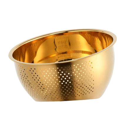 Colador De Lavado De Arroz Herramienta De Cocina Resistente De Acero Inoxidable Con Escurridores Laterales Dorado Grande