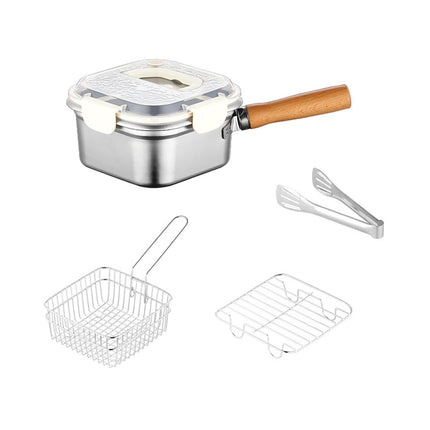 Olla Pequeña Para Freír, Multifuncional, Cuadrada, Para Pescado Y Patatas Fritas, Tapa Blanca