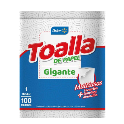 Toalla de Papel Gigante Doble Hoja 100 m, 1 Un