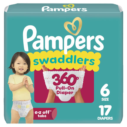 Pañales Pampers Swaddlers 360° Talla 6 17 unidades, a prueba de fugas