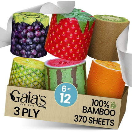 Papel higiénico GAIA'S Gaias Premium FruitP Organic Bamboo, 6 mega rollos