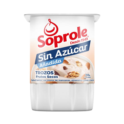 Yoghurt Batido Sin Azúcar con Trozos de Frutos Secos Pote, 155 g - Soprole | Apishop