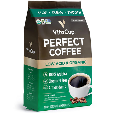 Granos de café VitaCup Perfect, con bajo contenido de ácido, color tostado oscuro, 325 ml