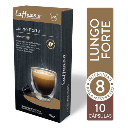 Capsulas Cafe Lungo Forte Intensity 8 Compatible con Nespresso, 10 un