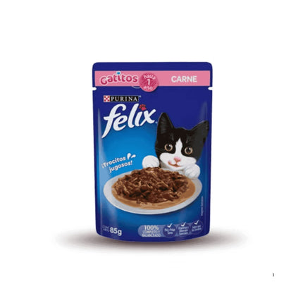 Sobres de Alimento Húmedo Felix para Gatitos 15 un. (sabor Carne)