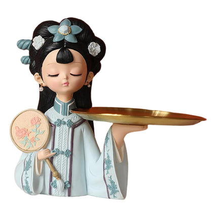 Estatuilla De Niña De Palacio Chino Hogar Sala De Estar Galleta Fruta L Bandeja