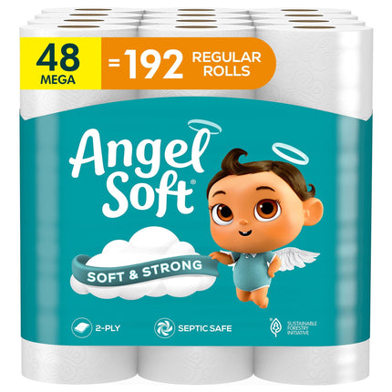 Papel higiénico Angel Soft 48 mega rollos = 192 rollos normales