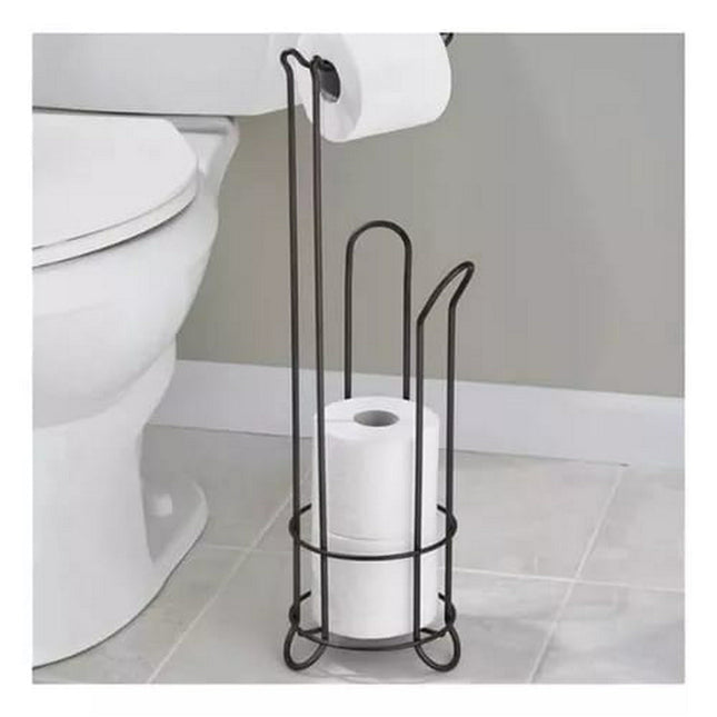 Soporte De Papel Higiénico Confort Pedestal Organizador Baño Negro