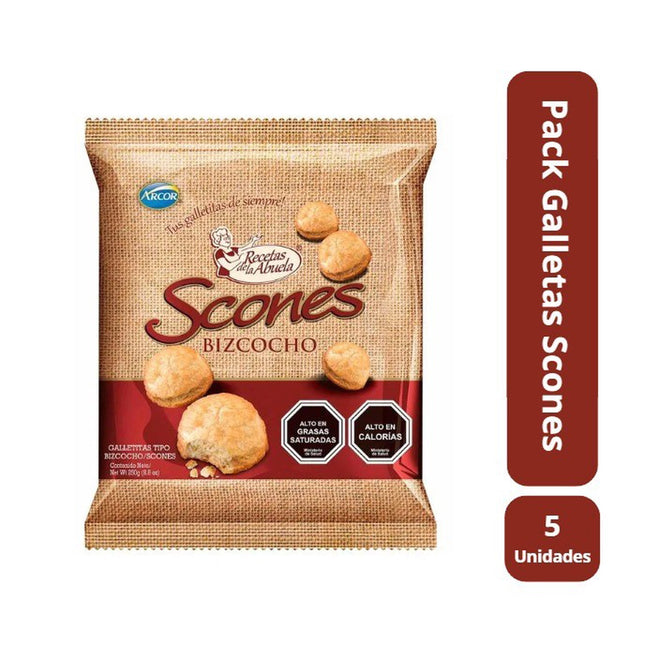 Pack 5 Galletas Scone Bizcocho 220G Recetas De La Abuela