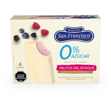 Helado paleta 0% azucar frutos del bosque, 60 ml - San Francisco | Apishop