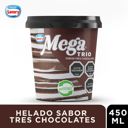 Helado Mega Trio Tres Chocoltes Pote, 450 ml - Savory | Apishop