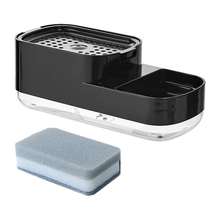 Dispensador De Jabón Para Platos Y Soporte Para Esponja Portátil 2 En 1 Para Dormitorio De Cocina De Hotel Negro