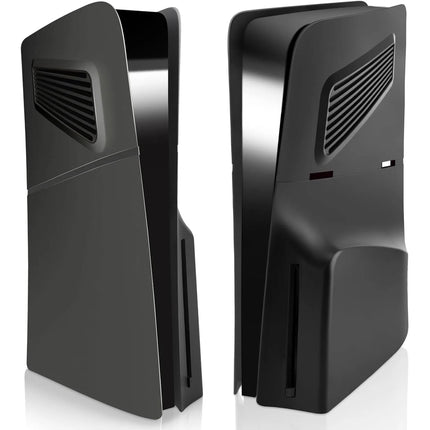 Placas de cubierta para la consola PS5 Slim Disc Edition - Rejillas de ventilación de refrigeración a prueba de golpes de reemplazo de protección personalizada de la cáscara de la piel-Negro