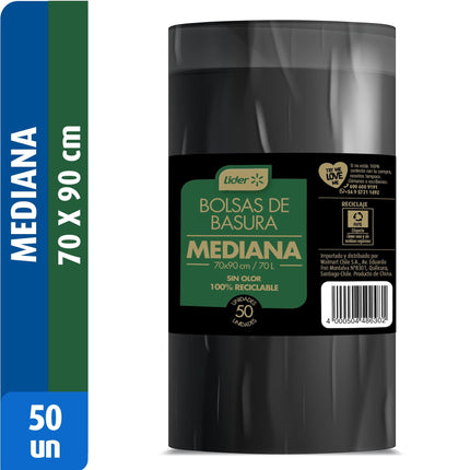 Bolsa de Basura Mediana 70x90 cm, 50 Un