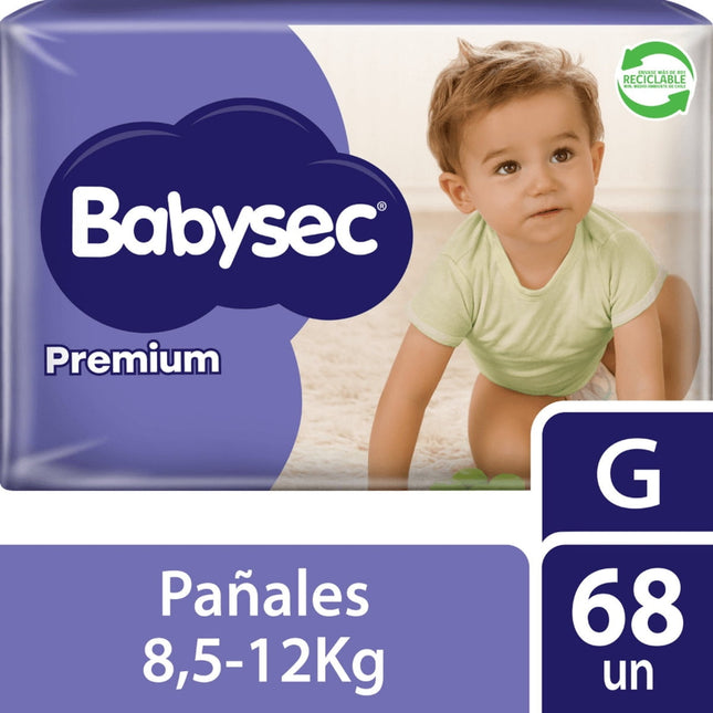 Pañales De Bebé Babysec Premium Flexiprotect 68 Un Talla G