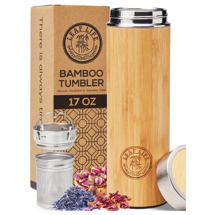 Botella de té de bambú LeafLife Premium para té a granel, 500 ml